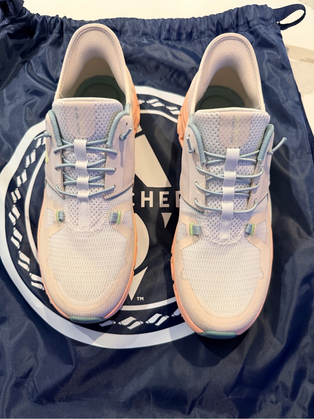 Skechers Women's Pale peach w light blue Athletic Sneakers